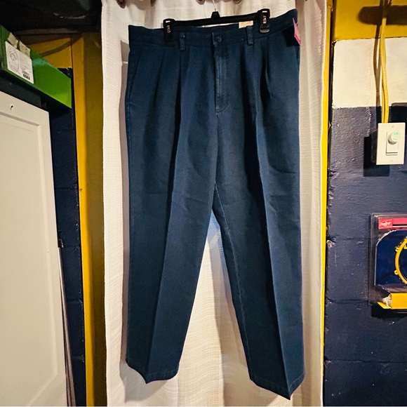 dockers blue pleated crease individual fit khaki pants - Picture 8 of 10